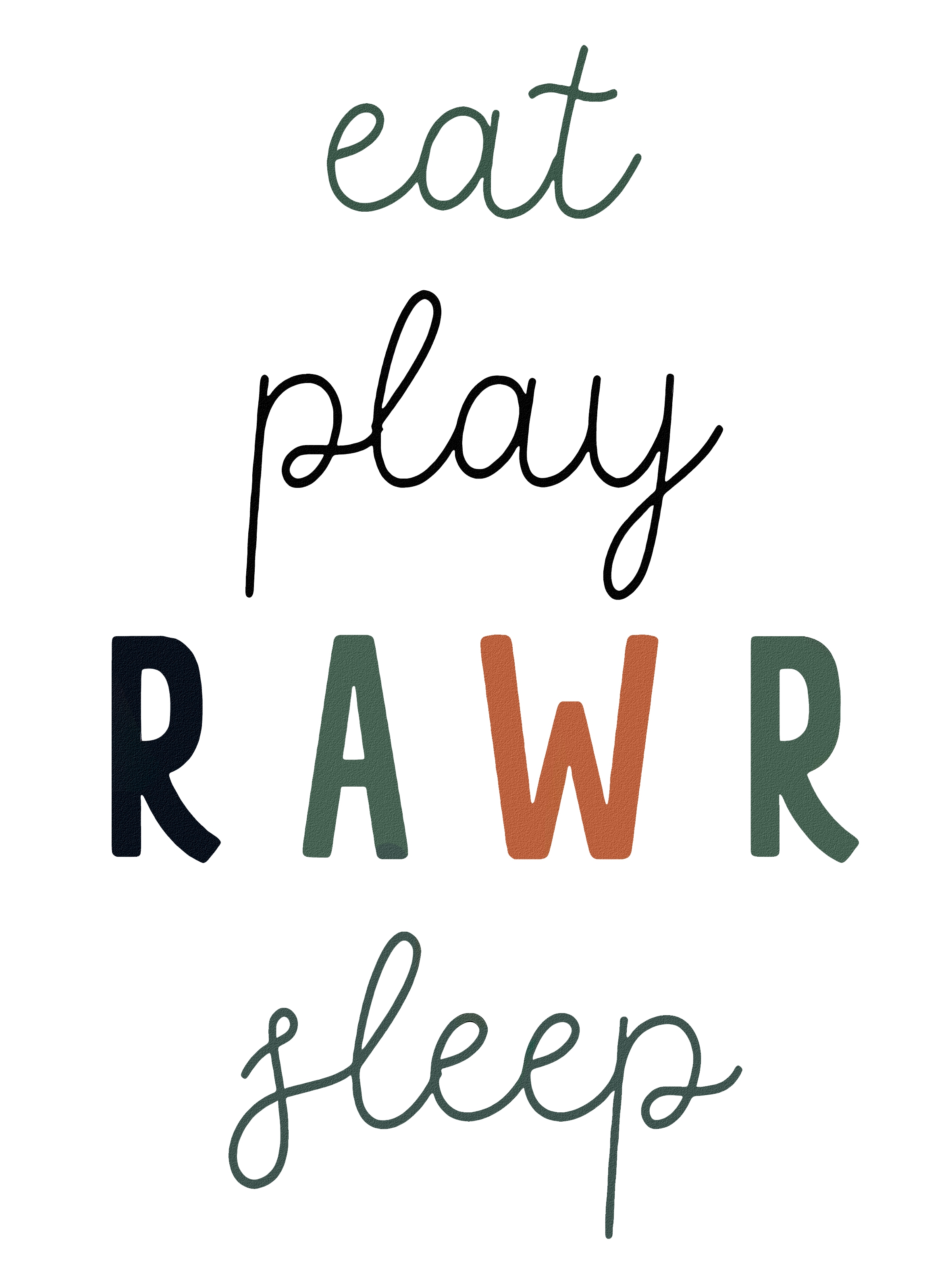 Poster - Eat play RAWR sleep / Dinosaurus