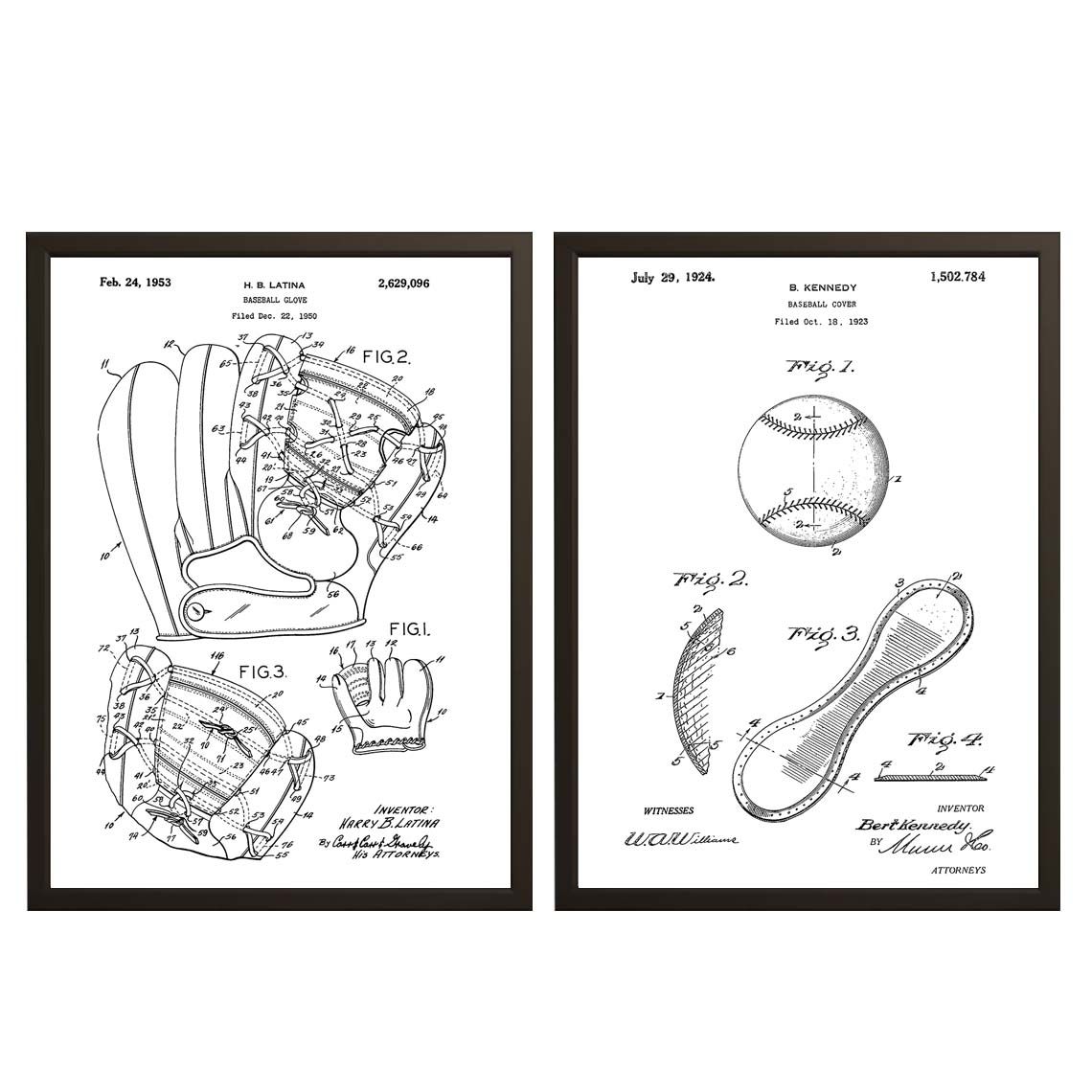 Patenttekening Poster - Baseballhoes / Set van 2