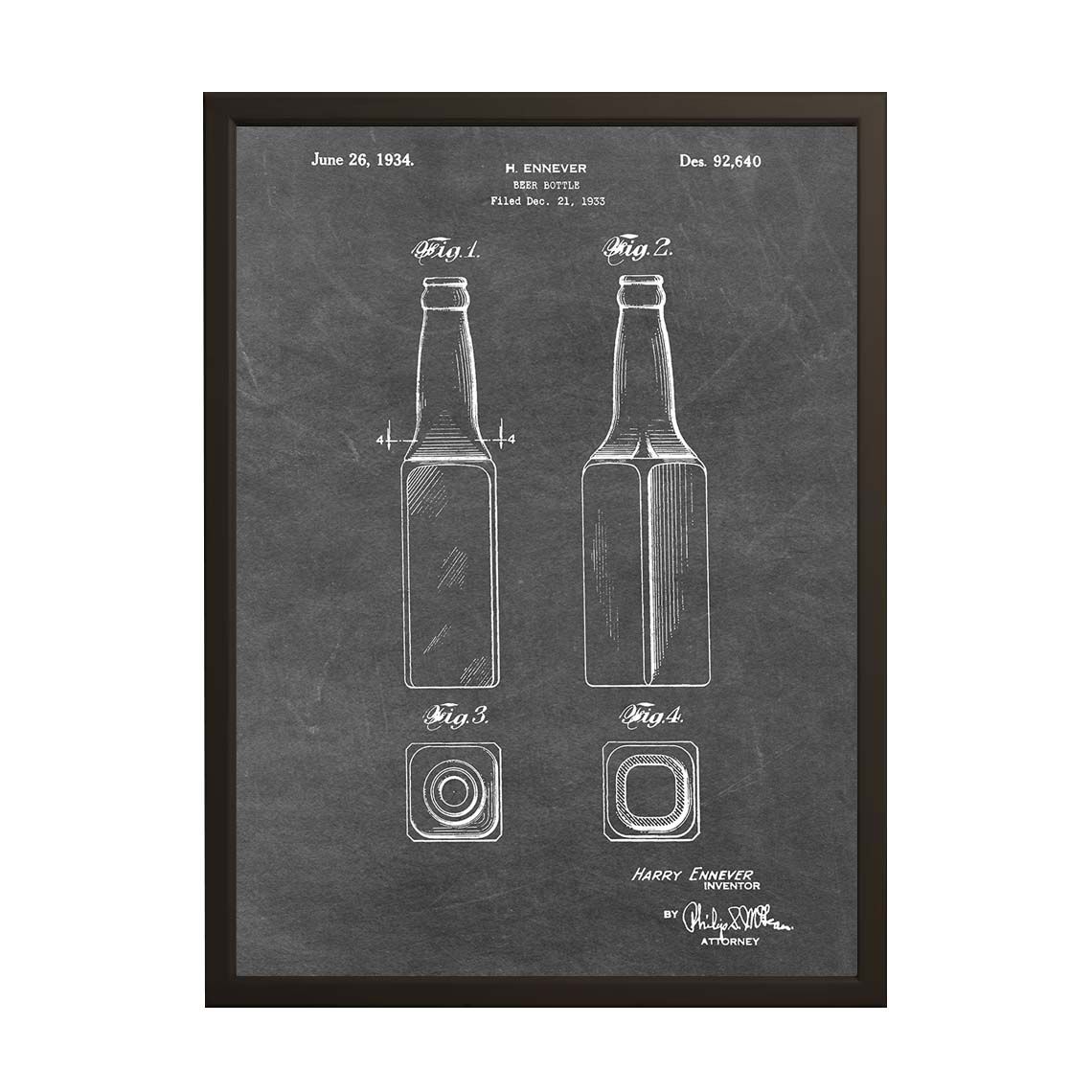 Patenttekening Poster - Bierfles