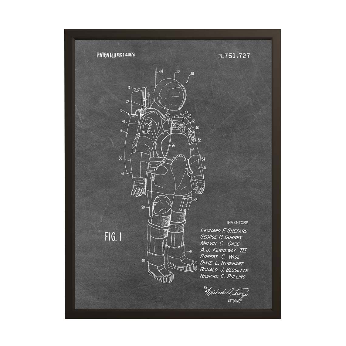 Patenttekening Poster - Ruimtesuit Patent