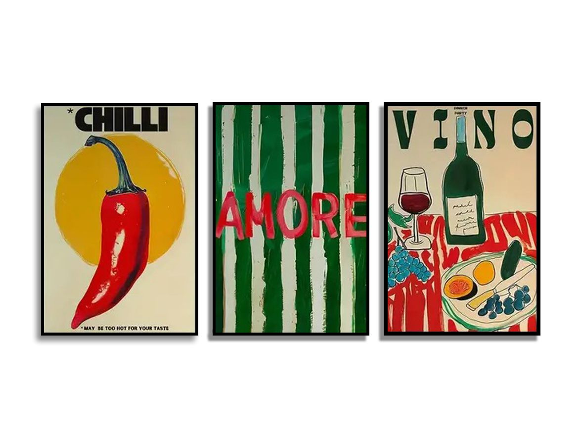 Poster - Chilli Amore Vino / Set van 3