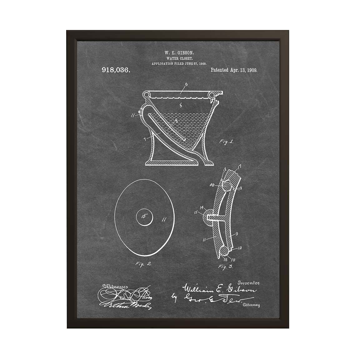 Patenttekening Poster - Water Closet