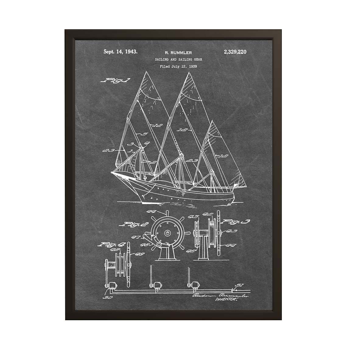 Patenttekening Poster - Zeiluitrusting