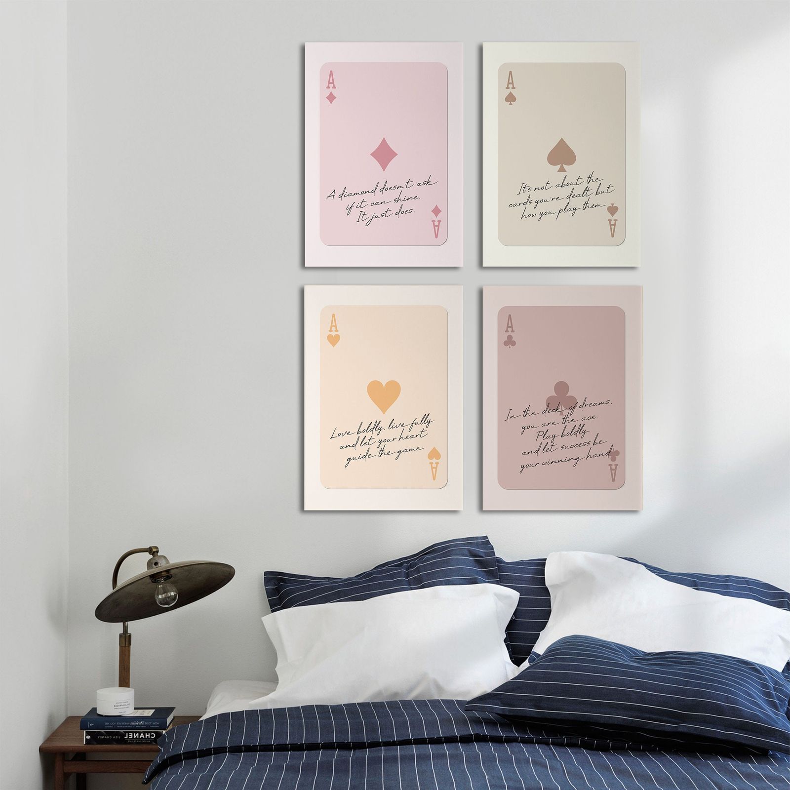 Inspirerende citaten speelkaarten poster set van 4