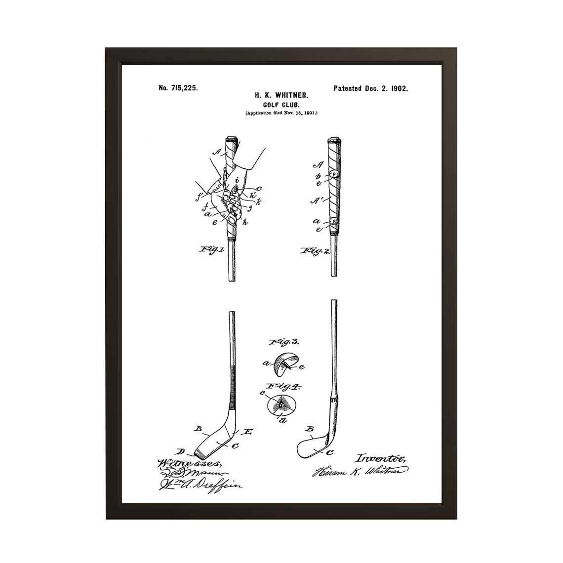 Patenttekening Poster - H. K. Whitner Golfclub