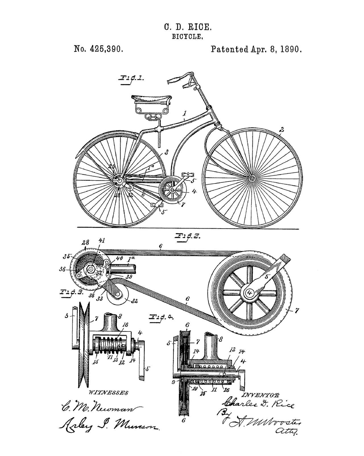 Patenttekening Poster - Fiets 1890