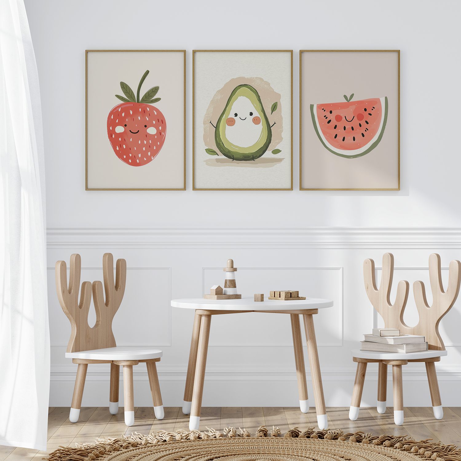 Poster - Schattige Fruitcollectie / Set van 3