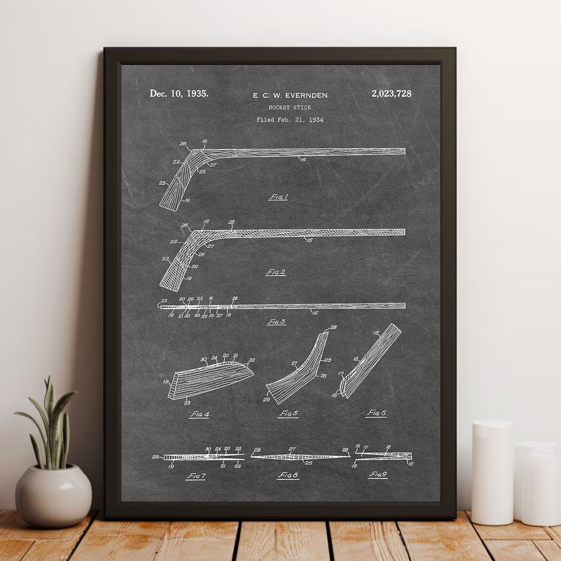 Patenttekening Poster - Hockeystick